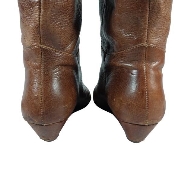STEVE MADDEN! PECAN BROWN WEATHERED LOOK GENUINE LEATHER WEDGE HEELS BOOTS!SZ 8M - Picture 9 of 12